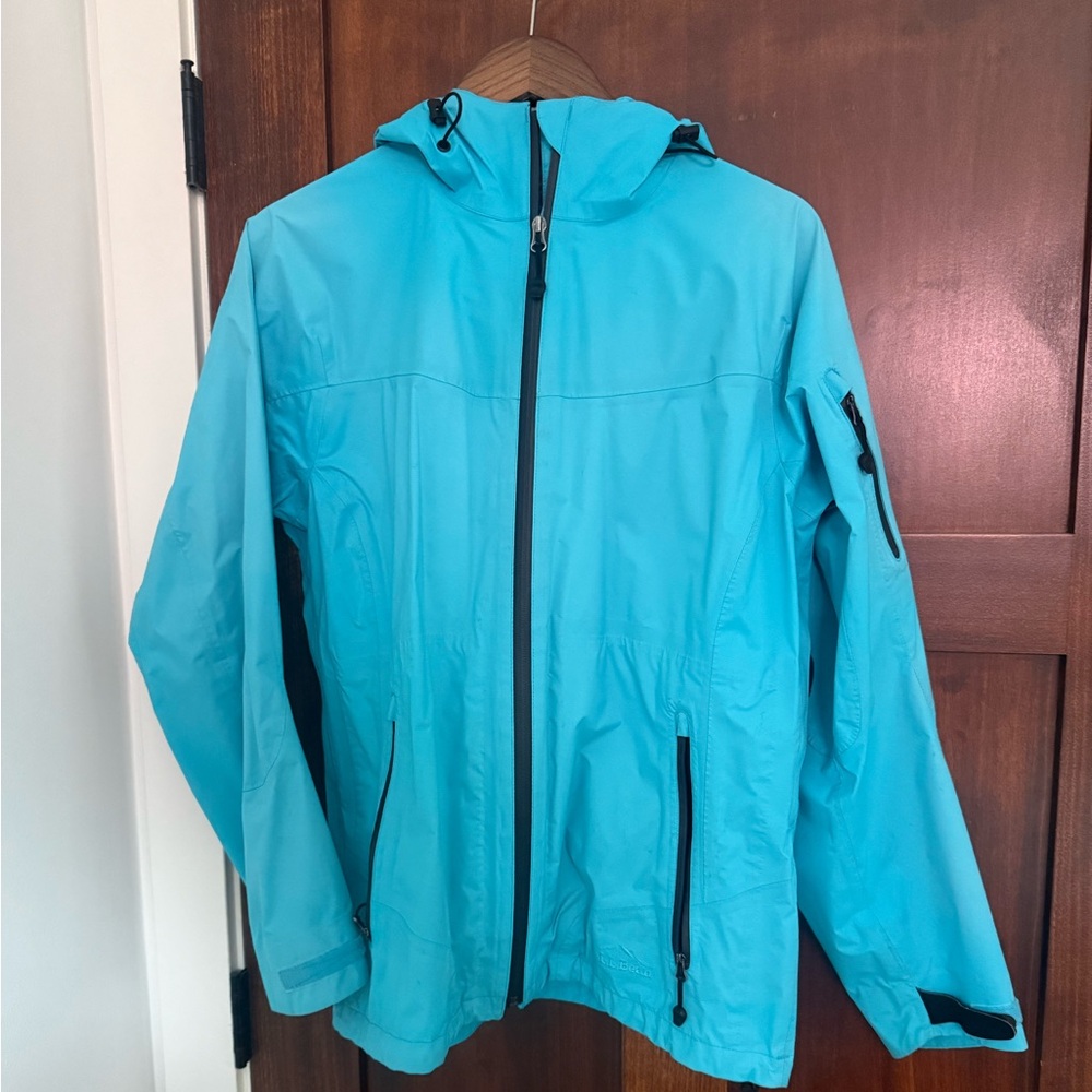 L.L. Bean Teal Nylon Rain Jacket
